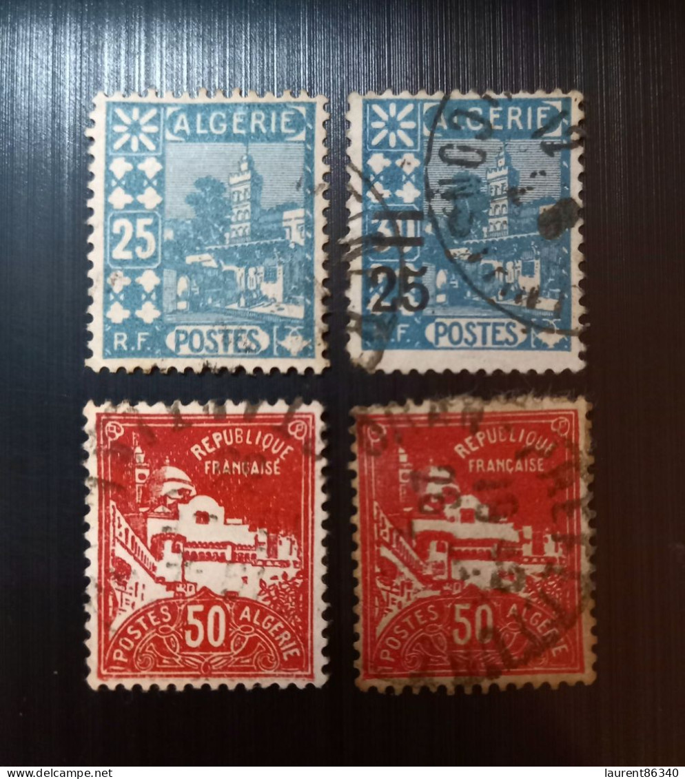 Algérie 1927 Timbres De 1926 Avec Surcharge 25  & 1930 Mosquée De La Pêcherie - Alger - Oblitérés