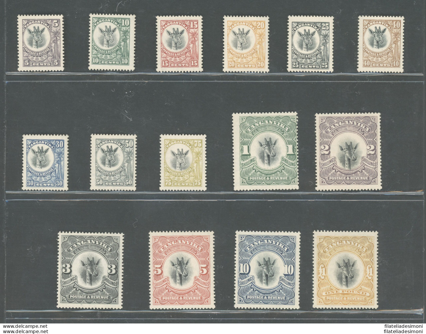 1922-24 Tanganyika - Stanley Gibbons N. 74/88a - Giorgio V - Giraffe - 15 Valori - Serie Completa - MLH* - Sonstige & Ohne Zuordnung