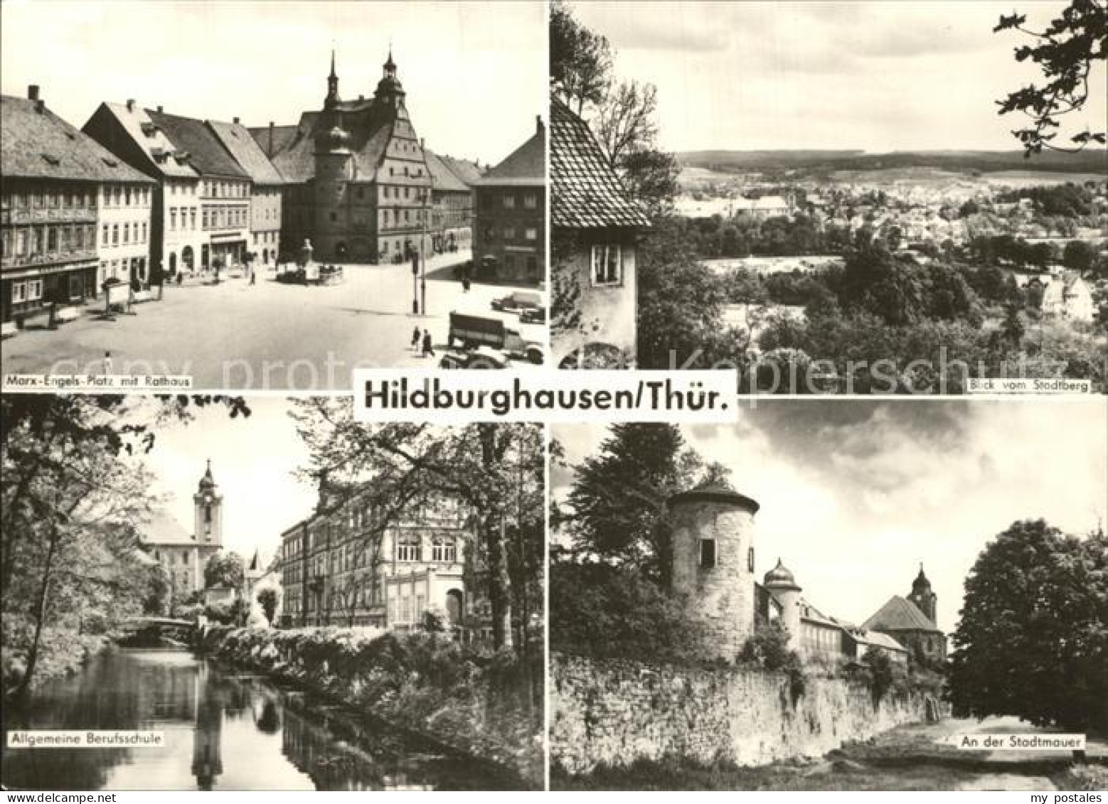 72428581 Hildburghausen Marx-Engel-Platz Rathaus Algemeine Berufsschule Stadtmau - Hildburghausen