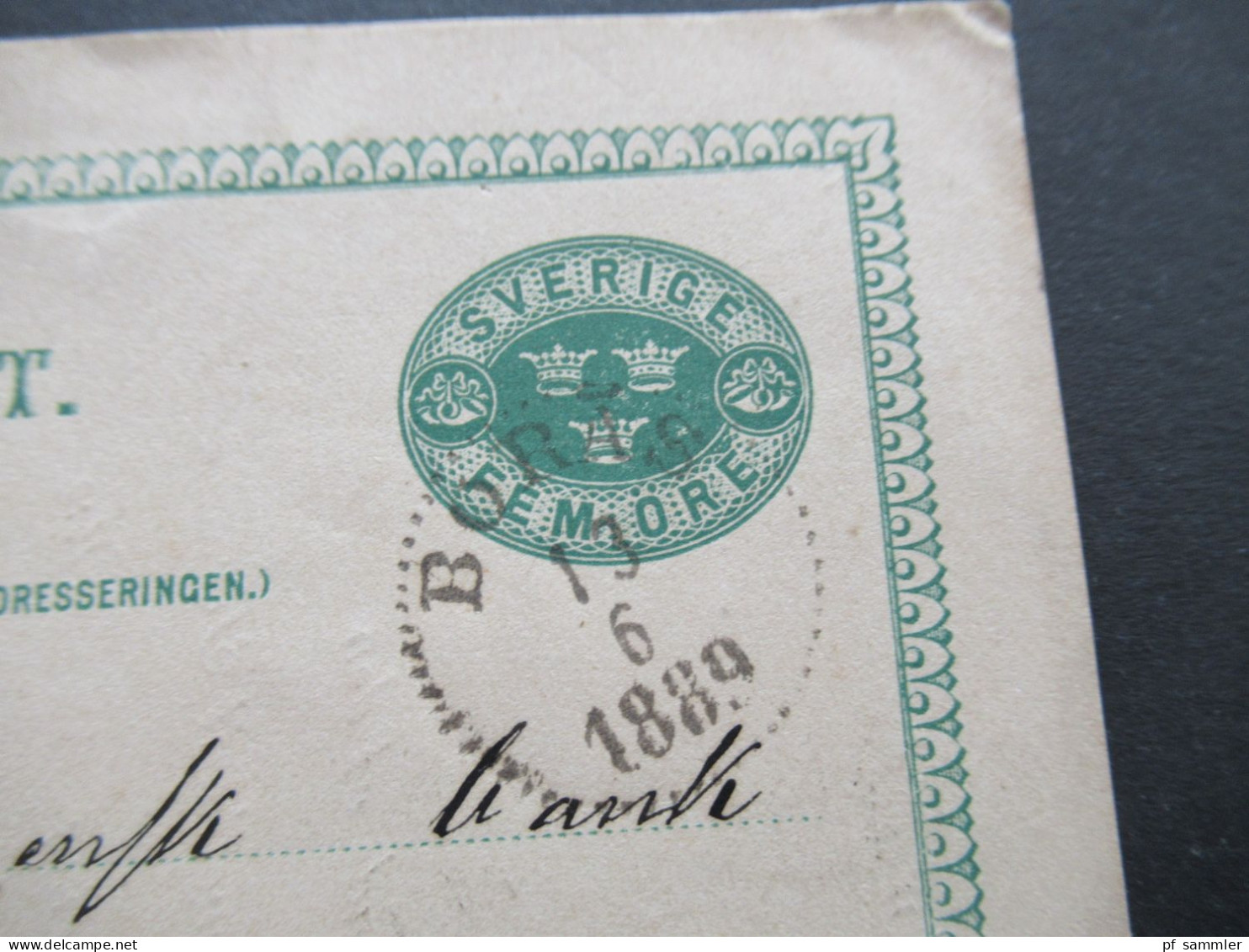 Schweden 1889 Ganzsache Bedrucke PK Boras Enskilda Bank - Entiers Postaux