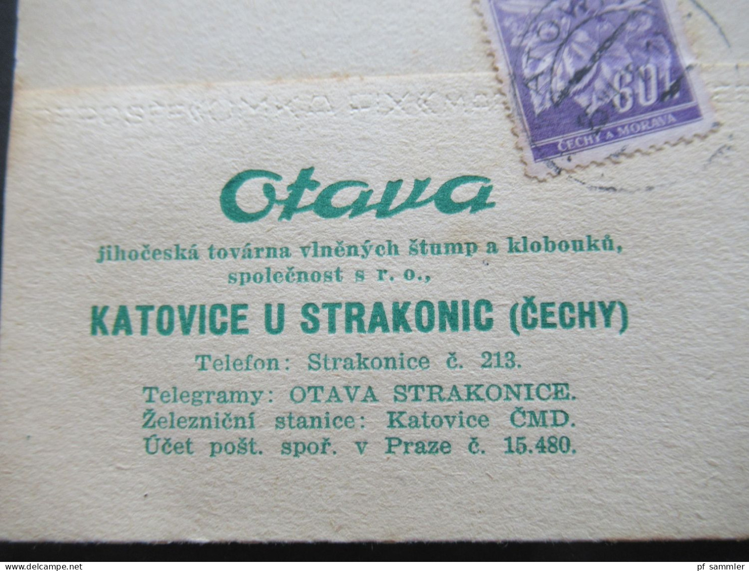 3. Reich Böhmen Und Mähren 1942 Firmen PK Otava Katovice U Strakonic Nach Praha XII. Gesendet - Cartas & Documentos