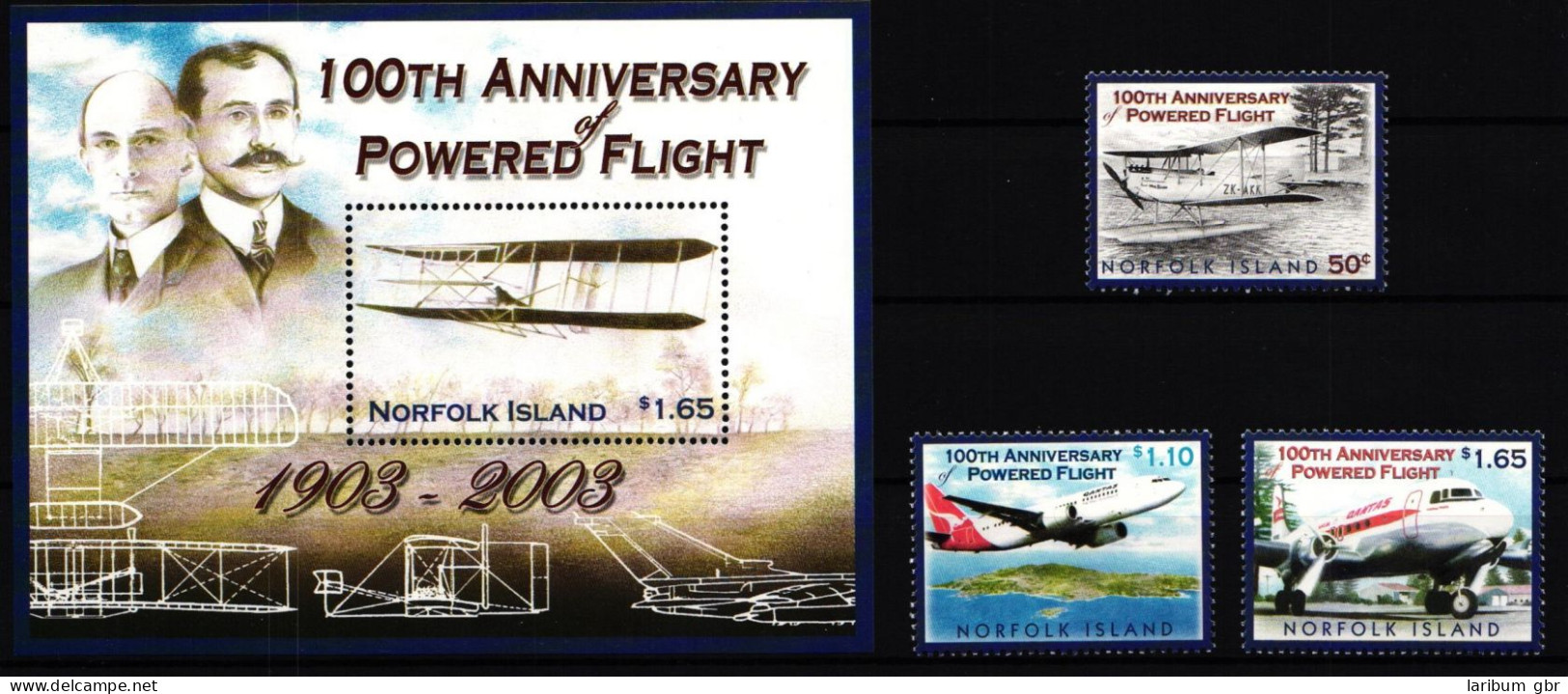 Norfolk Inseln 852-854 Und Block 43 Postfrisch Flugzeuge #GY312 - Ile Norfolk