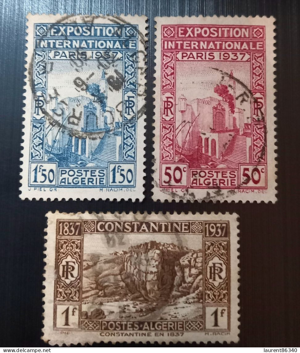 Algérie 1937 Exposition Internationale De Paris 1937 – Pavillon Algérien De L'exposition & 1937 Vue De Constantine - Used Stamps