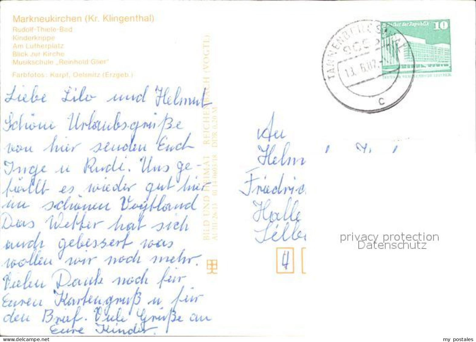72424003 Markneukirchen Rudolf Thale Bad Lutherplatz Musikschule Reinhold Glier  - Markneukirchen