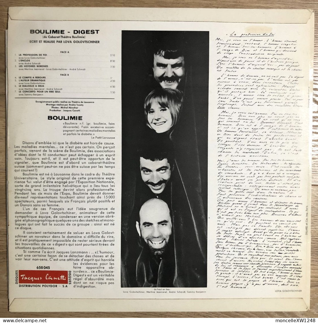 Lova Golovtschiner - 33 T LP Boulimie Digest (197?) - Comiques, Cabaret