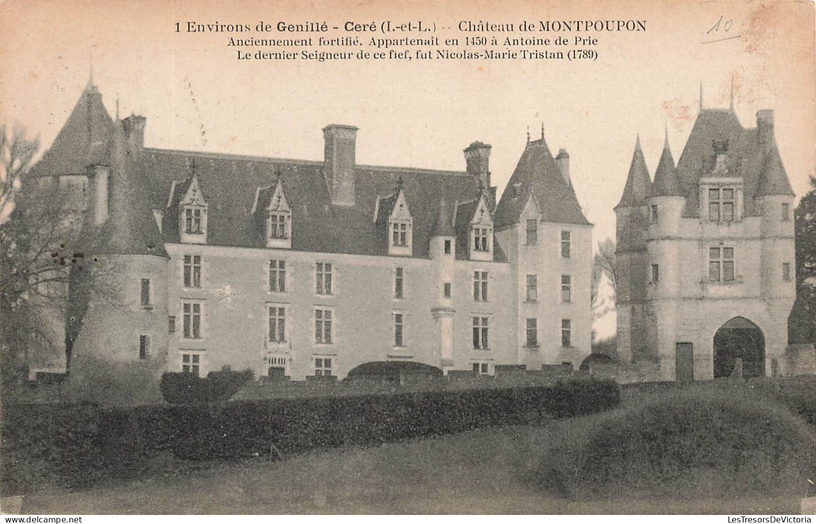 FRANCE - Environs De Genillé Ceré - Vue Générale Du Château De Montpoupon - Carte Postale Ancienne - Genillé