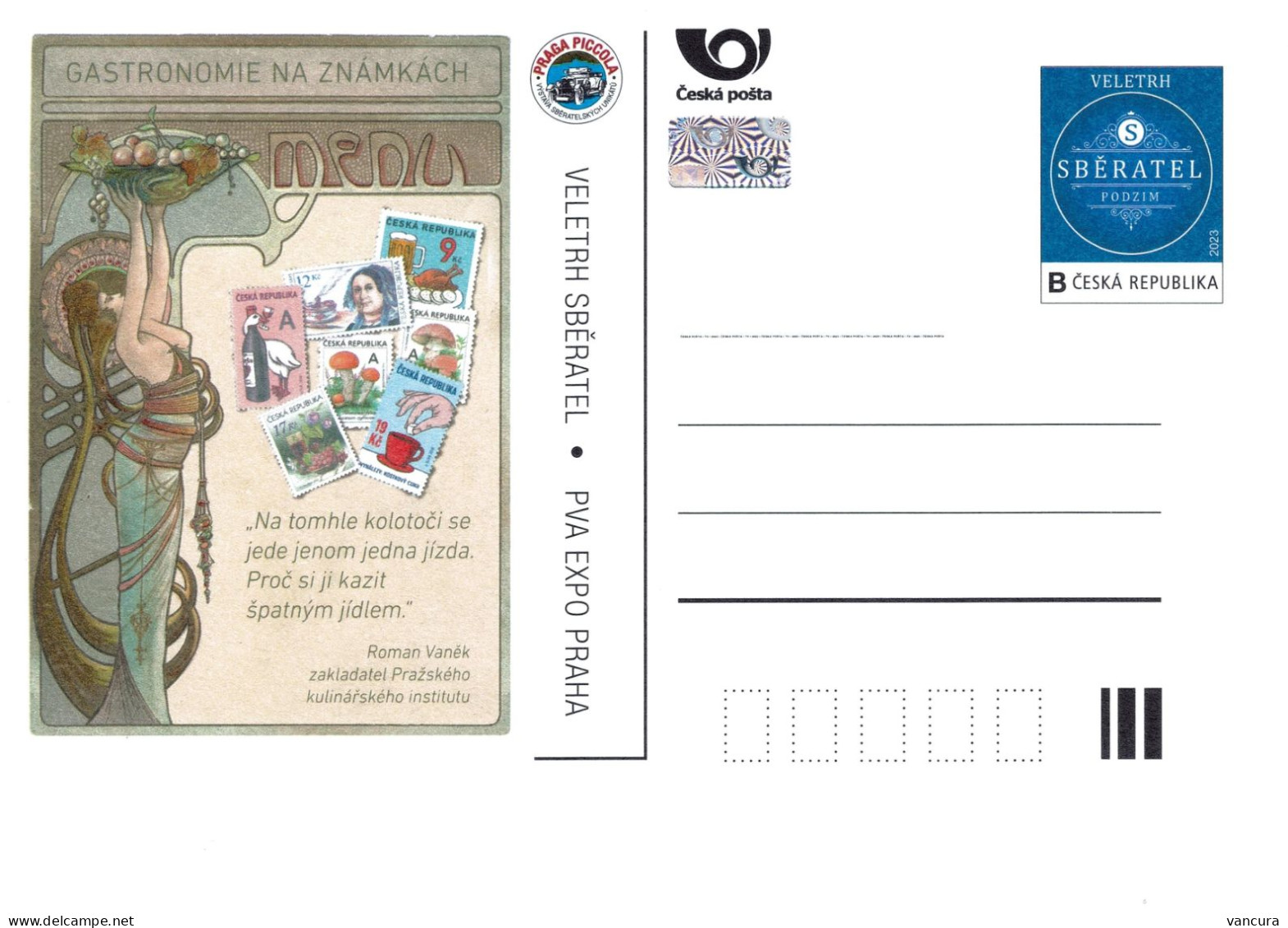 CDV 197 Czech Republic Praga Picolla Sberatel Mucha Motive 2023 - Cartes Postales