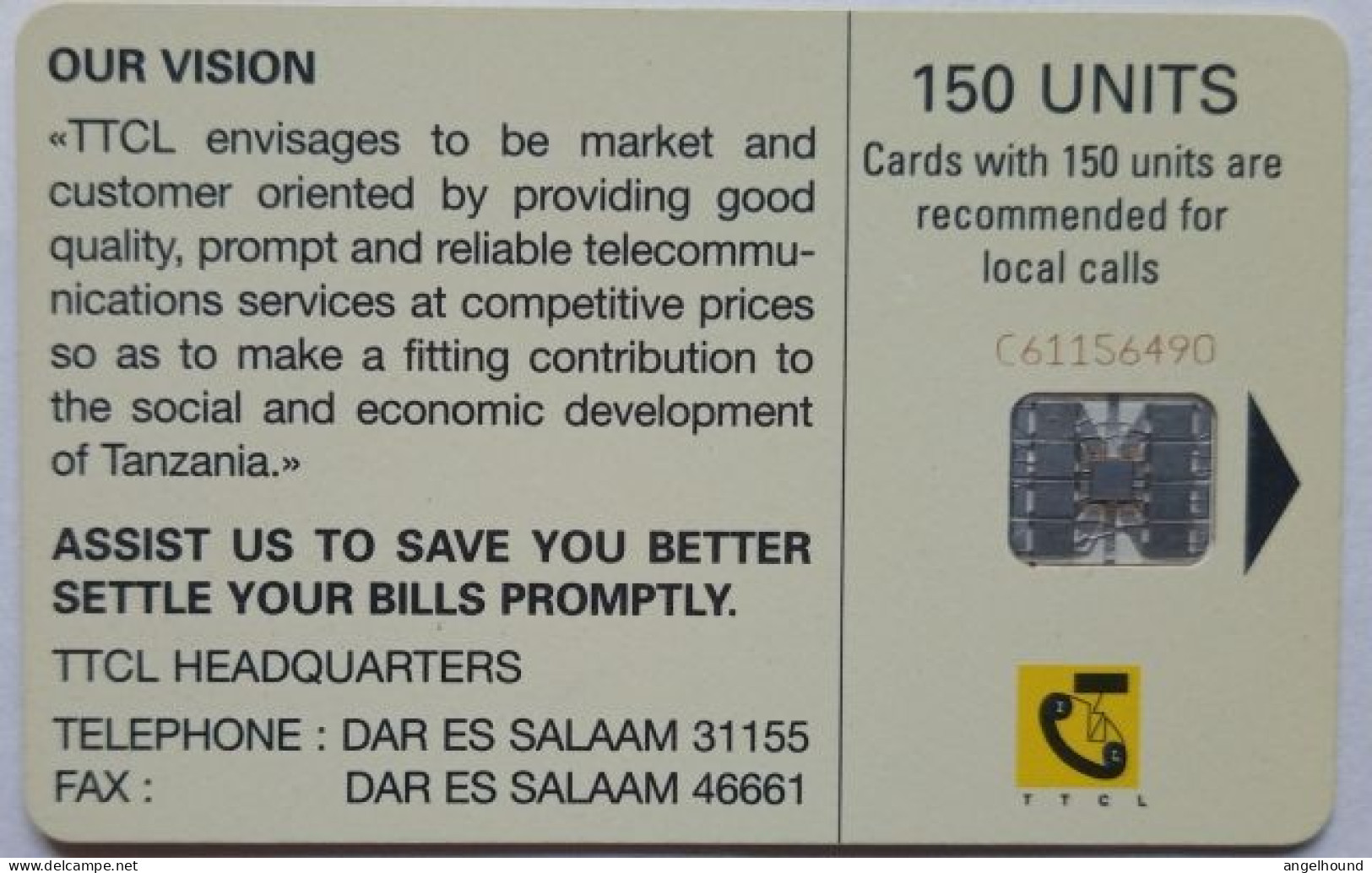 Tanzania 150 Units Chip Card - Giraffe ( Red C/n On Right Above  The Chip  ) - Tanzanie