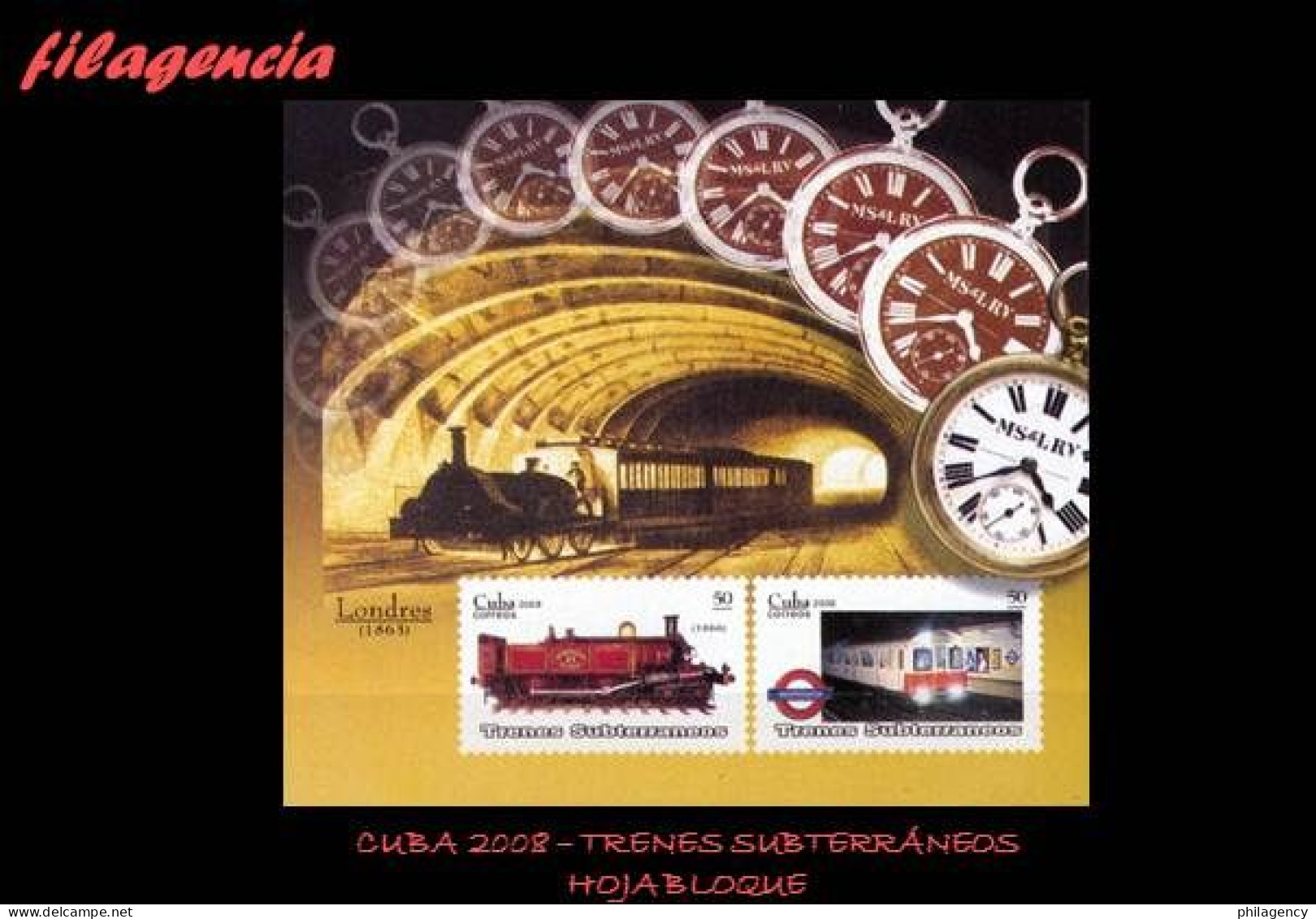 CUBA MINT. 2008-04 TRENES SUBTERRÁNEOS. HOJA BLOQUE - Nuevos