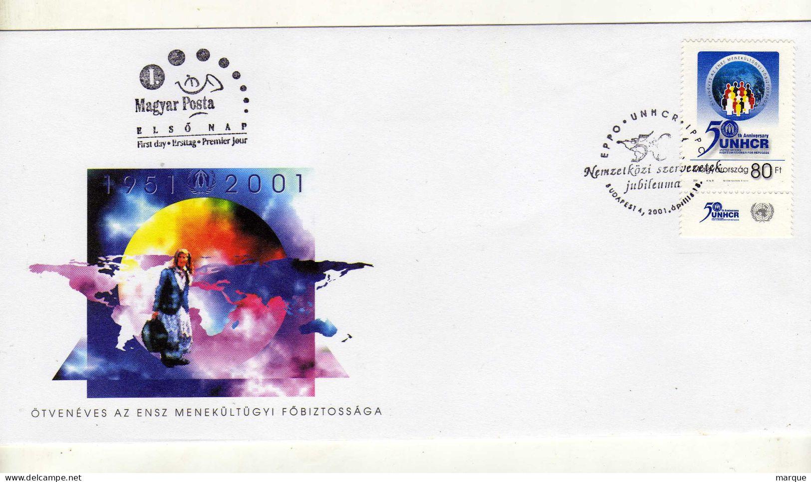 Enveloppe 1er Jour HONGRIE MAGYARORSZAG Oblitération BUDAPEST 4 18/04/2001 - FDC