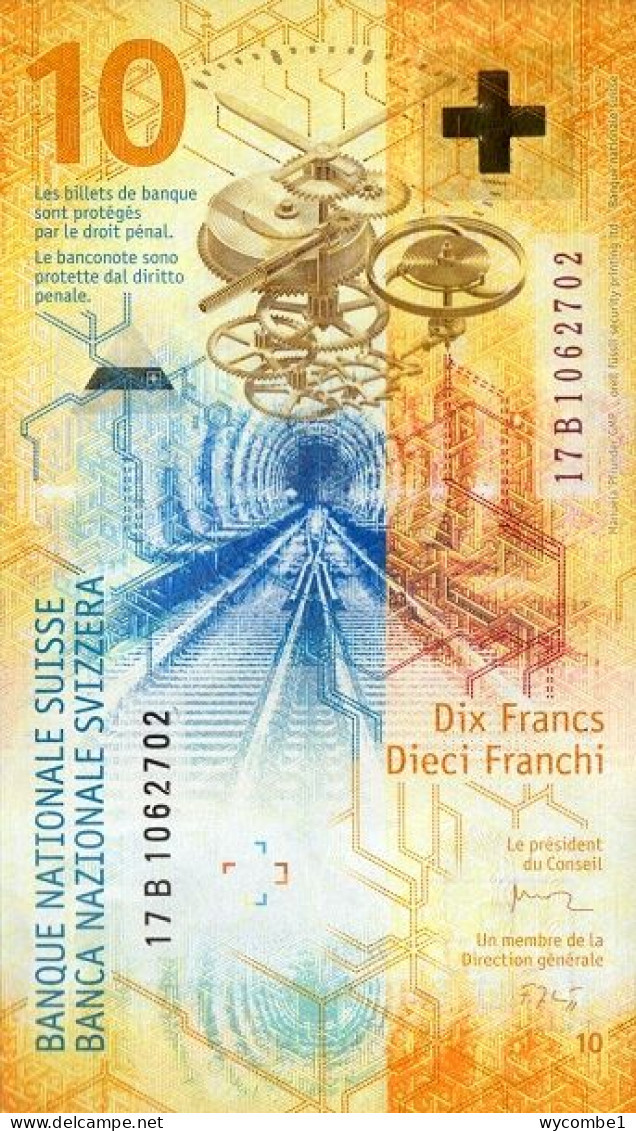 SWITZERLAND - 2017 10 Francs Studer And Zurbrugg UNC Banknote - Zwitserland