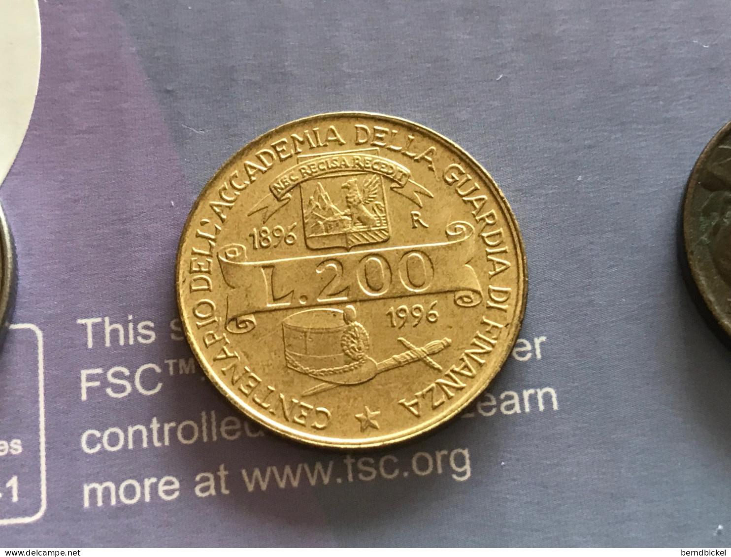 Münze Münzen Umlaufmünze Gedenkmünze Italien 200 Lire 1996 Zollakademie - 200 Liras