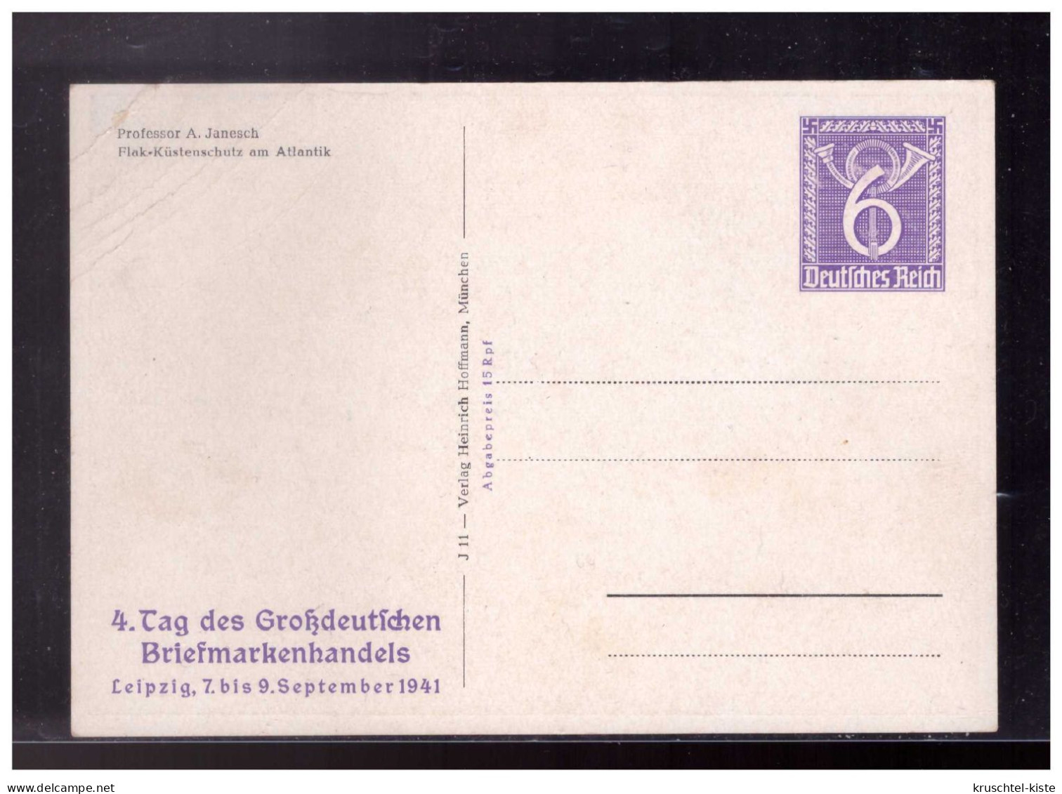 Dt.- Reich (023802) Privatganzsache Fech PP150/ C1/011 Leipzig, Flak Küstenschutz Am Atlantik, Ungebraucht - Private Postal Stationery