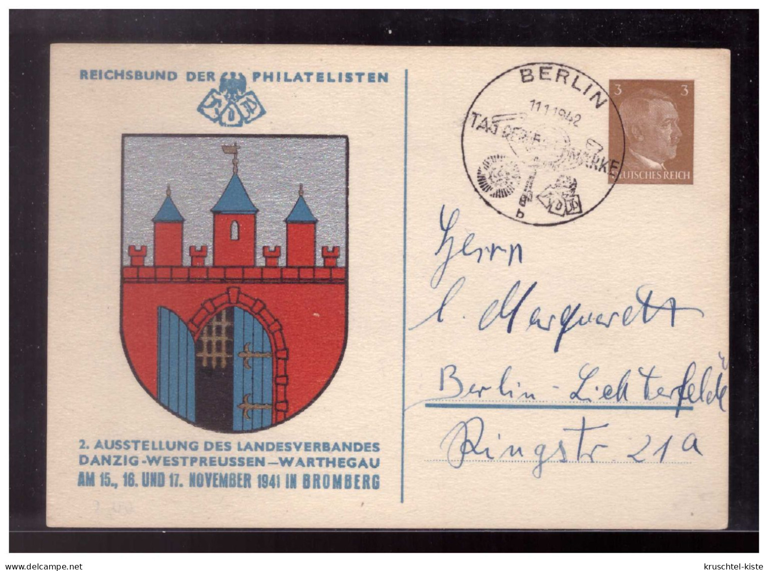Dt.- Reich (023806) Privatganzsache Fech PP152/ C2 Bromberg, Ausstellund Danzig- Westpreussen, Mit SST Berlin 11.1.1942 - Private Postal Stationery