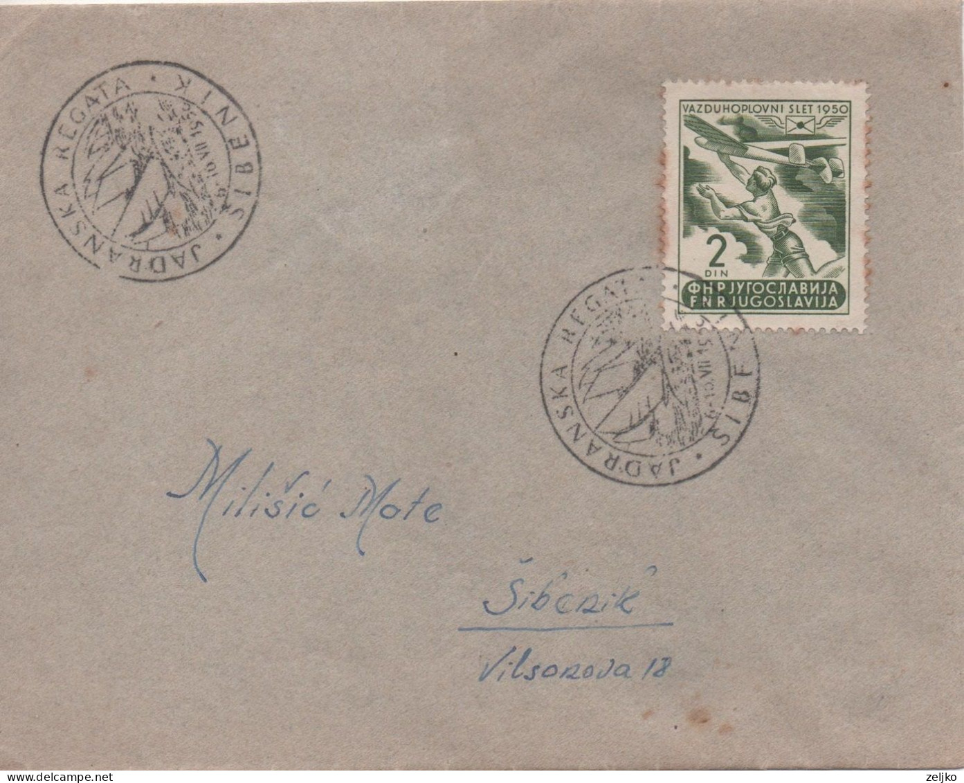 Yugoslavia, Sailing, Jadranska Regata, Adriatic Regata, Sibenik 1950 - Lettres & Documents