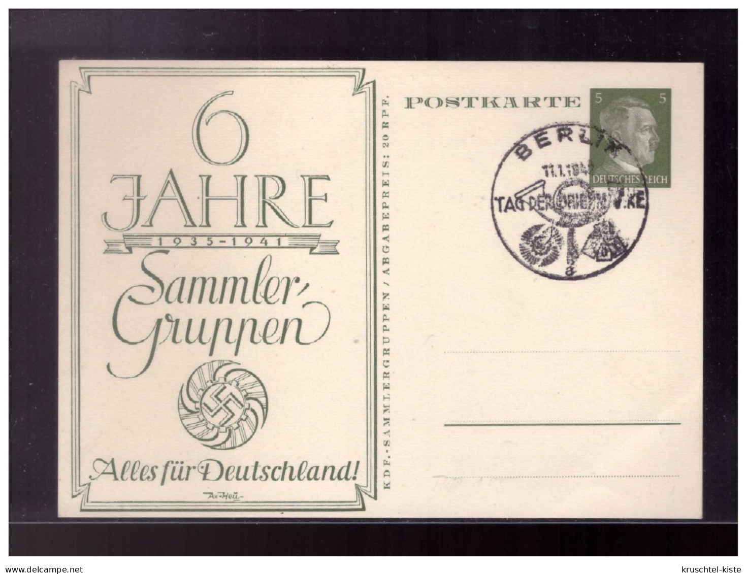 Dt.- Reich (023809) Privatganzsache Fech PP155/ C3 6Jahre Alles Für Deutschland, Mit Blanko SST Berlin - Private Postal Stationery