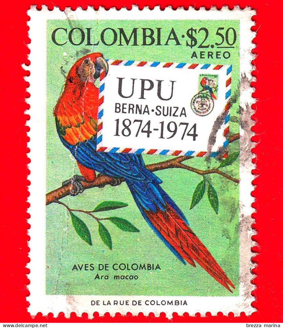 COLOMBIA - Usato -  1974 - 100 Anni Di UPU - Unione Postale Universale - Filatelia - Uccelli - Pappagallo - $ 2.50 - Colombia