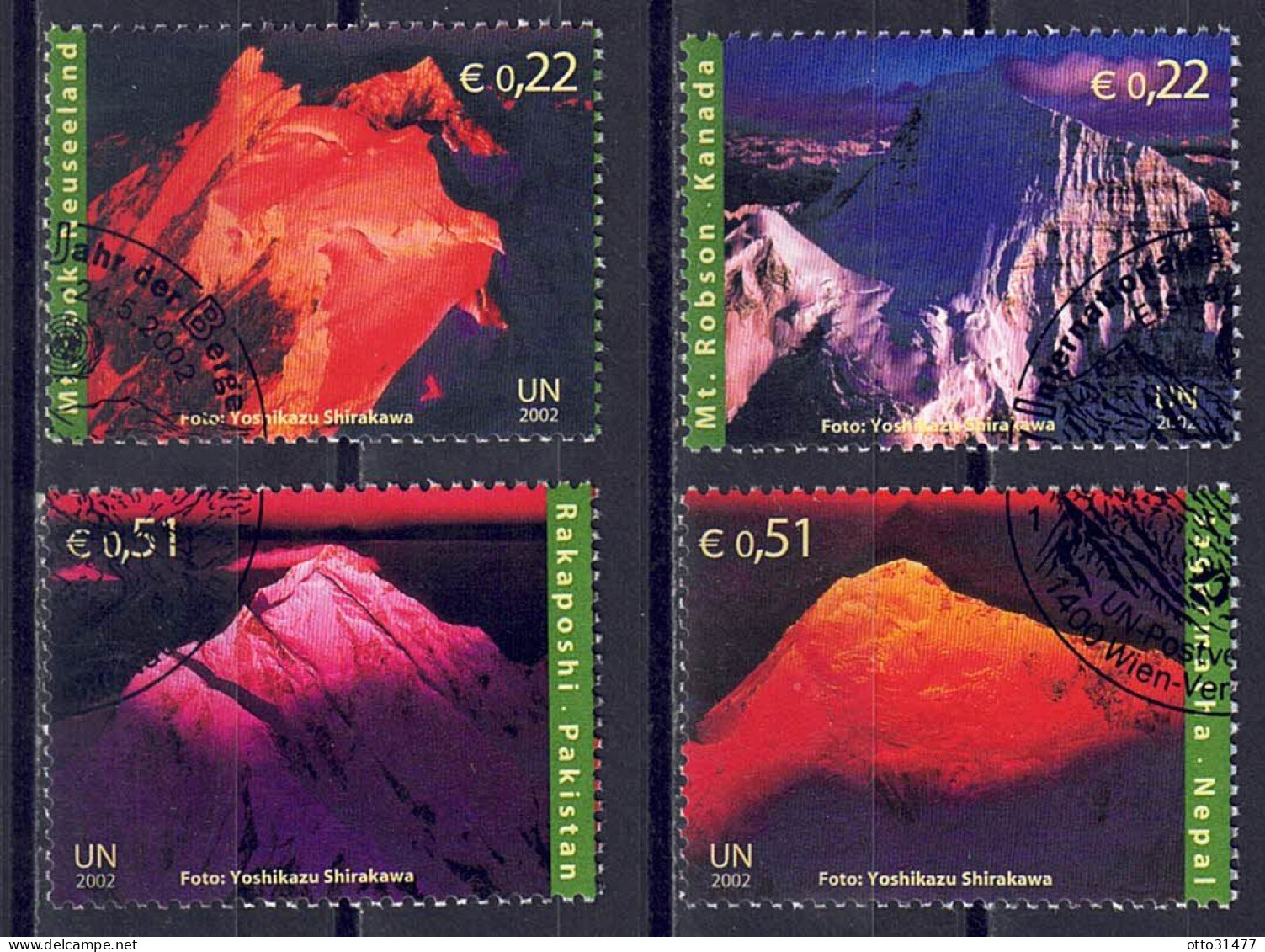 UNO Wien 2002 - Jahr Der Berge, Nr. 363 - 366, Gestempelt / Used - Oblitérés