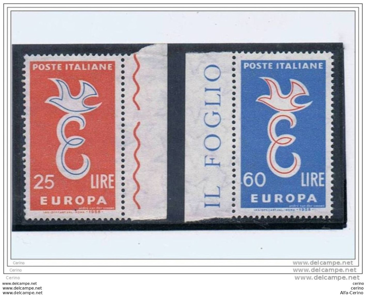 REPUBBLICA:  1958  EUROPA  -  S. CPL. 2  VAL. N. -  SASS. 838/39 - 1958