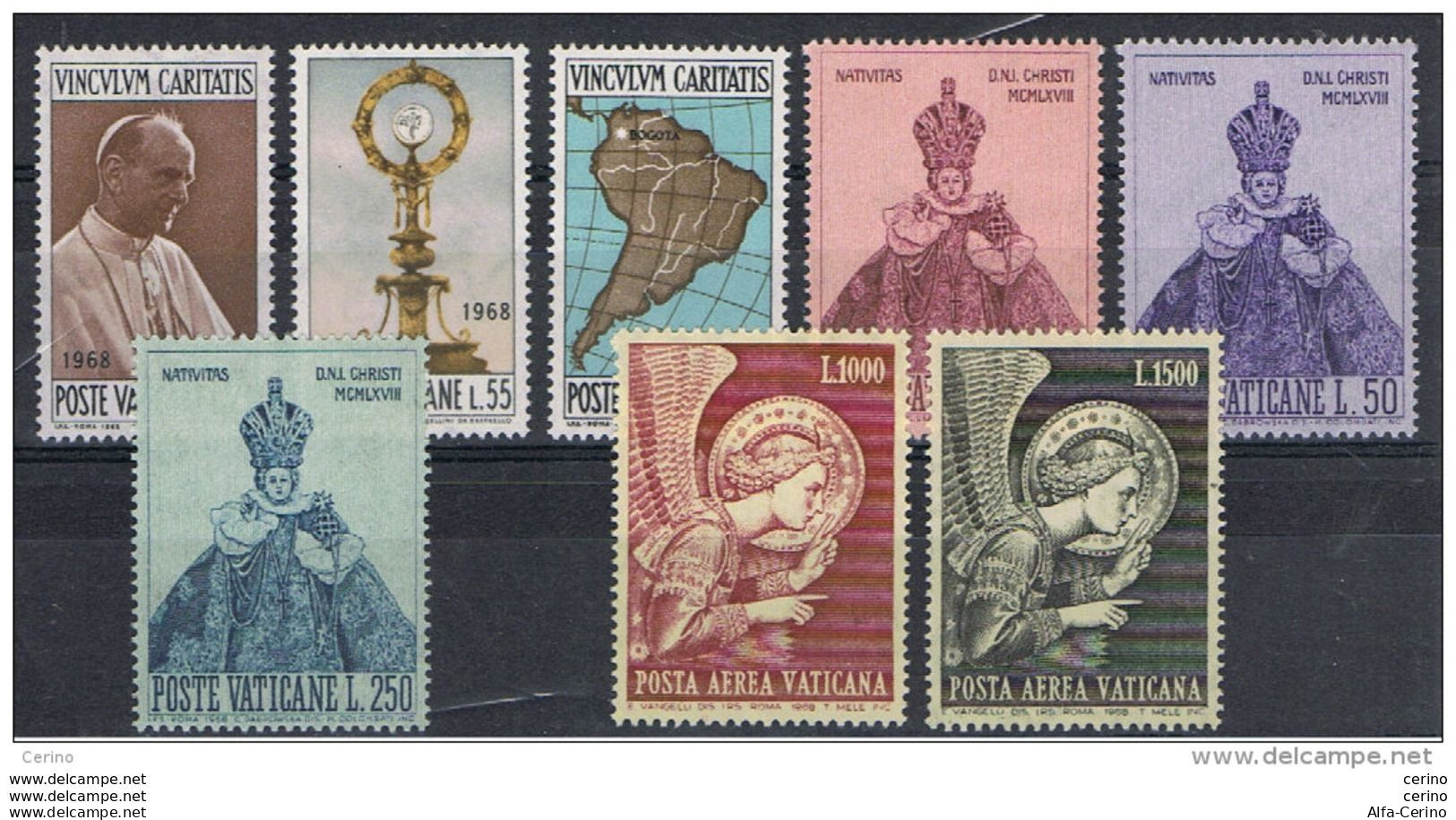 VATICANO:  1968  ANNATA  CPL. -  8  VAL. N. -  SASS. 461/66 + P.A. 53/54 - Années Complètes