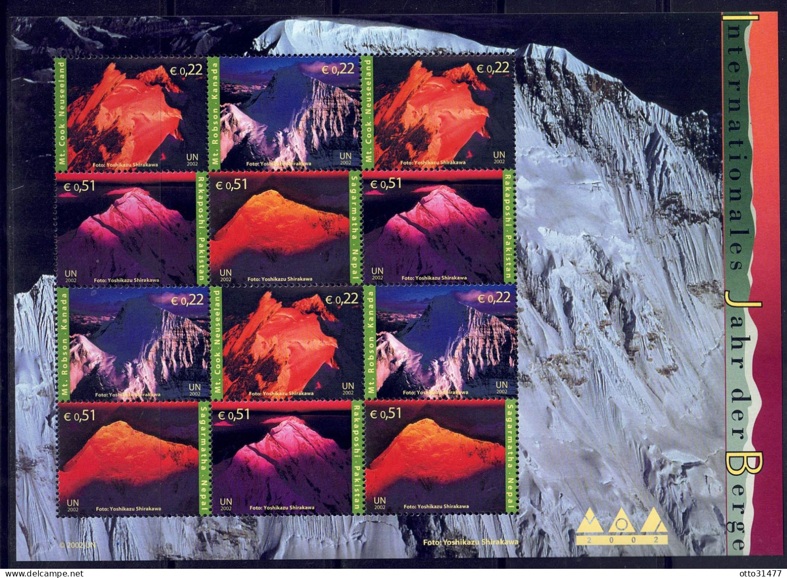 UNO Wien 2002 - Jahr Der Berge,  Nr. 363 - 366 Im ZD-Bogen, Postfrisch ** / MNH - Neufs