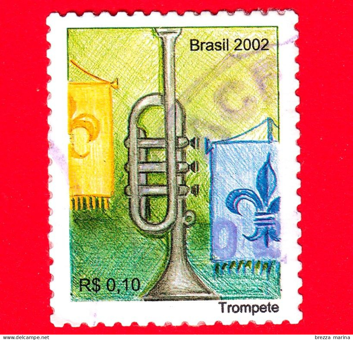 BRASILE - Usato - 2005 - Strumenti Musicali - Tromba - Trompete  - 0.10 - Used Stamps