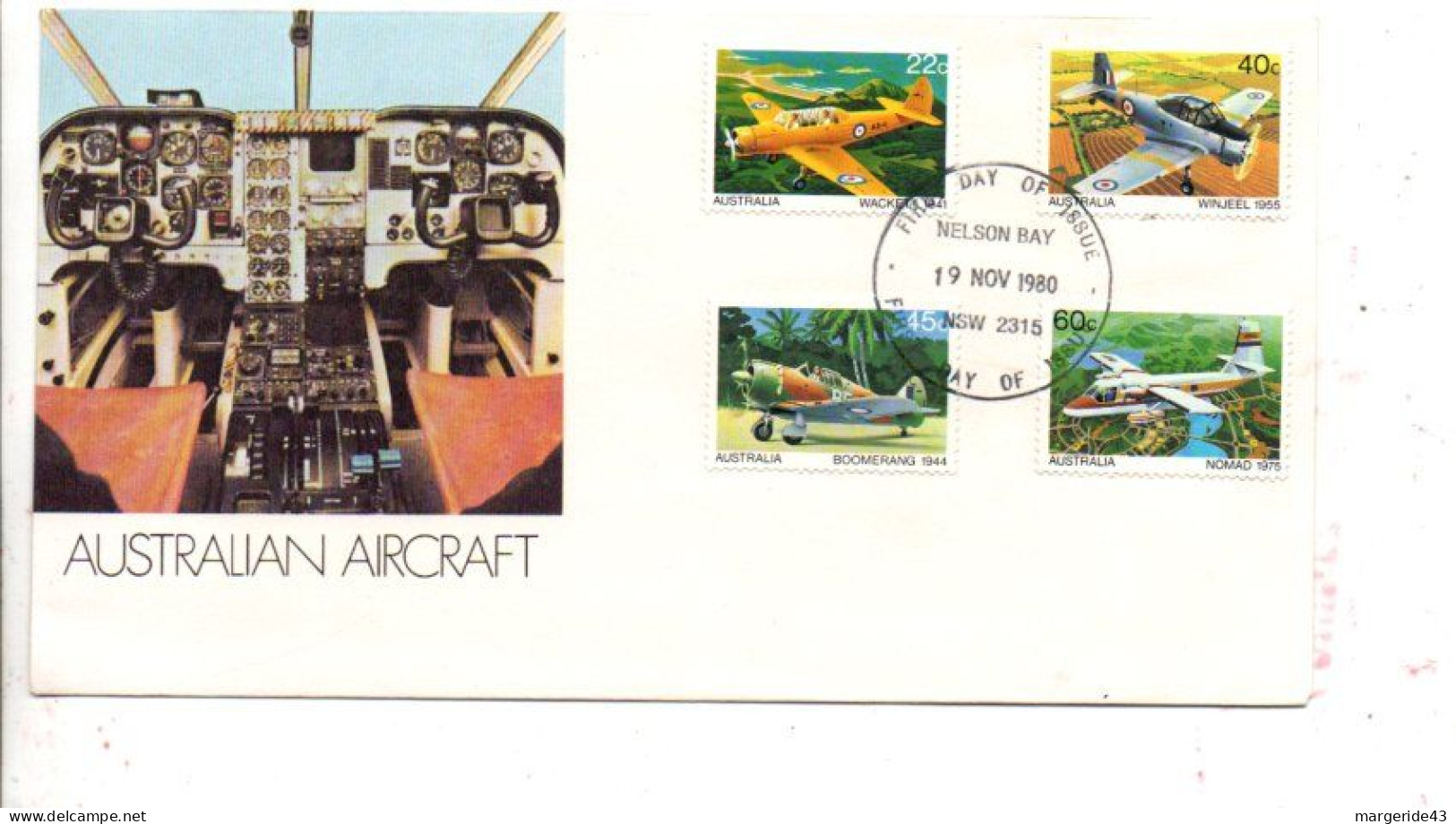 AUSTRALIE FDC 1980 AVIONS AUSTRALIENS - Primo Giorno D'emissione (FDC)