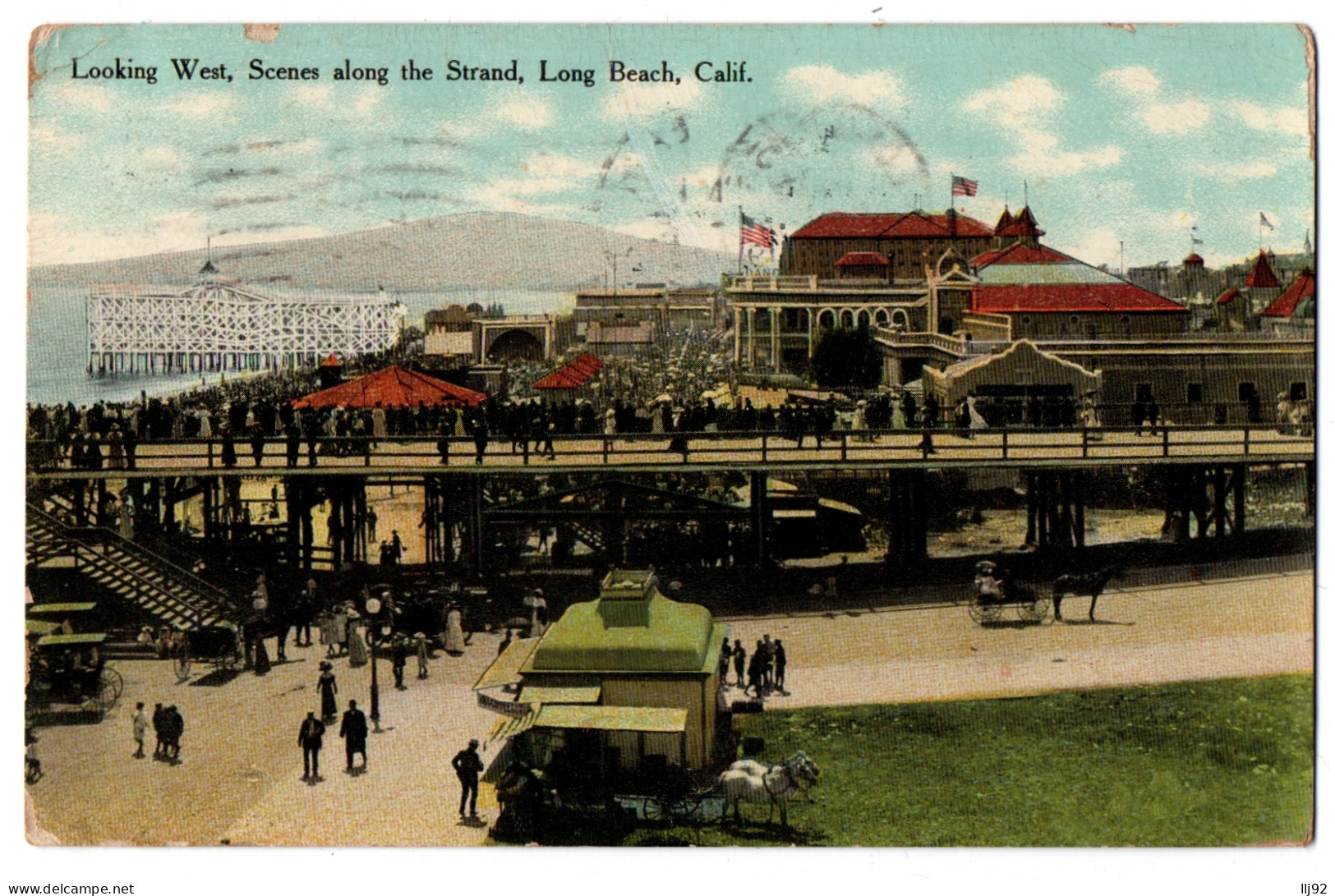 CPA - USA - LONG BEACH - Looking West, Scenes Along The Strand - California - Long Beach
