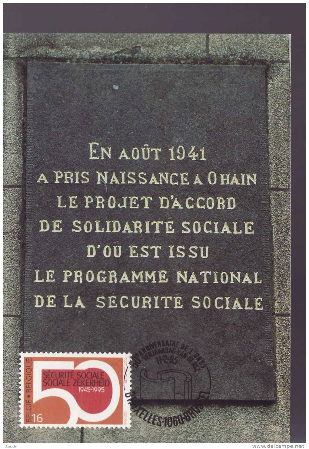 BELGIQUE CARTE MAXIMUM   NUM.YVERT  2588 OFFICE NATIONAL DE SECURITE SOCIALE - 1991-2000