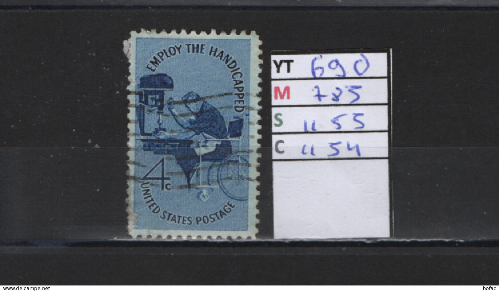 PRIX FIXE Obl 690 YT 785 MIC 1155 SCOT 1154 GIB Emploi Des Handicapés Handicapped 1960 Etats Unis 58A/09 - Used Stamps