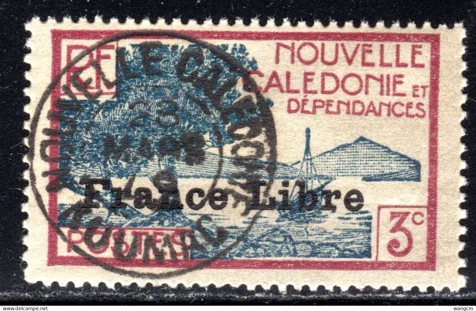 New Caledonia 1941 3c With "France Libre" Opt Very Fine Used SG234 - Gebruikt