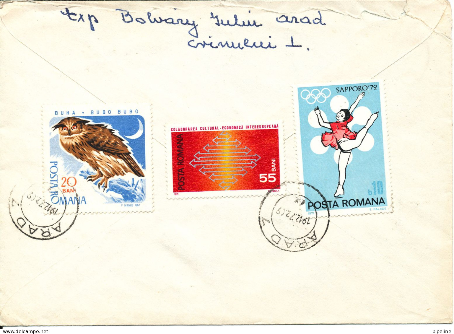 Romania Registered Cover Sent To Hungary Arad 19-12-1972 Stamps On Front And Backside Of The Cover - Lettres & Documents