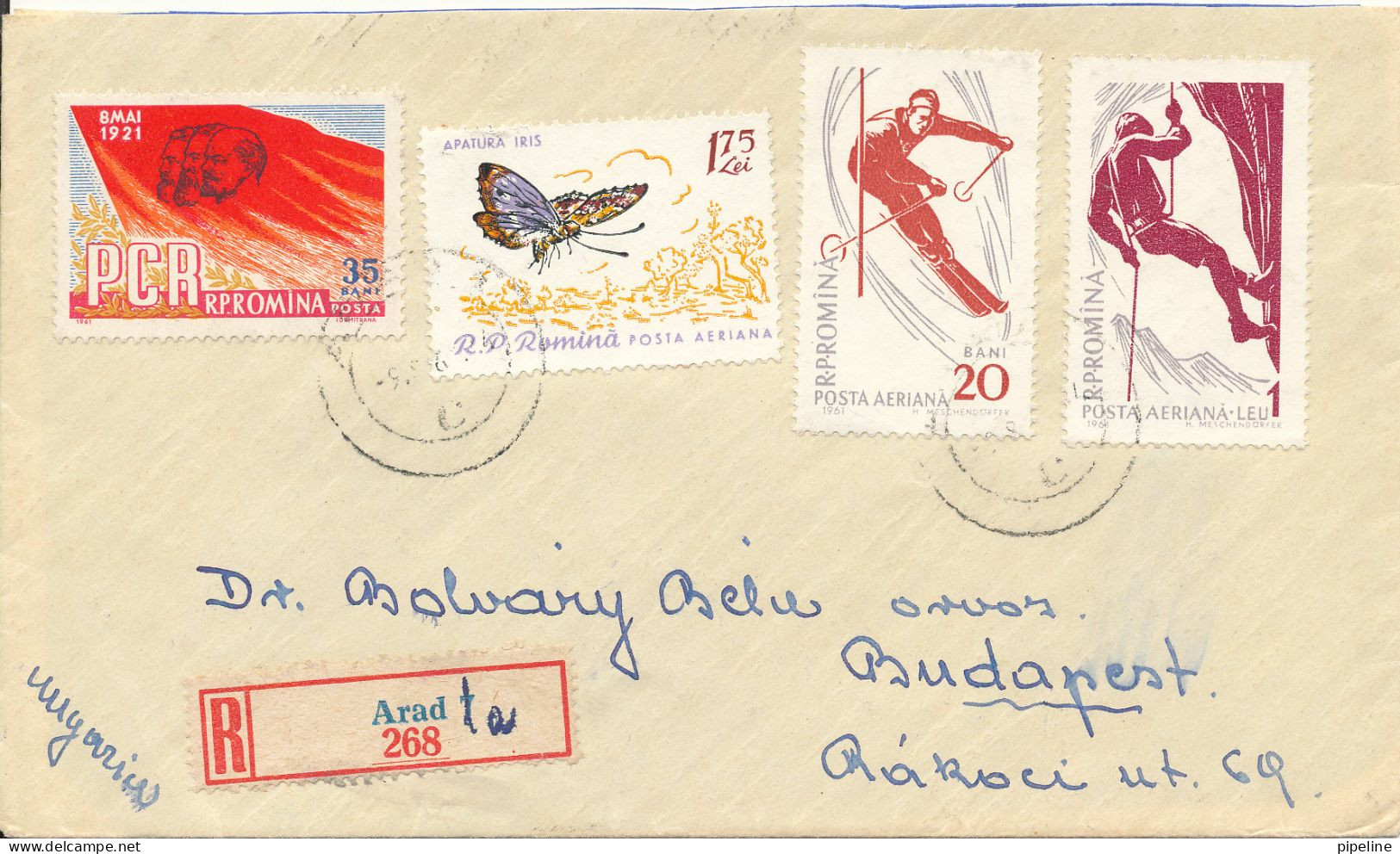 Romania Registered Cover Sent To Hungary Arad 9-8-1961?? - Briefe U. Dokumente