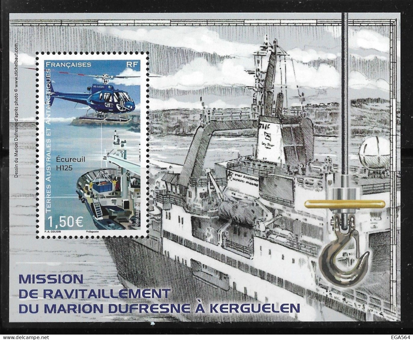 CN27 - TAAF F1012 De 2022** Bloc Feuillet - Ravitaillement Des Kerguelen Par Le " Marion Dufresne." - Ungebraucht