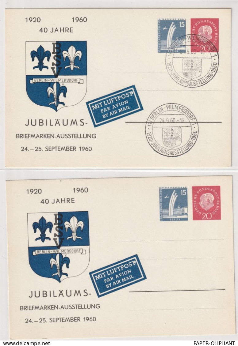 BERLIN - 1960, PP 23 & PP 24, Jubiläums Briefmarken Ausstellung, Jeweils ** & O - Cartes Postales Privées - Oblitérées