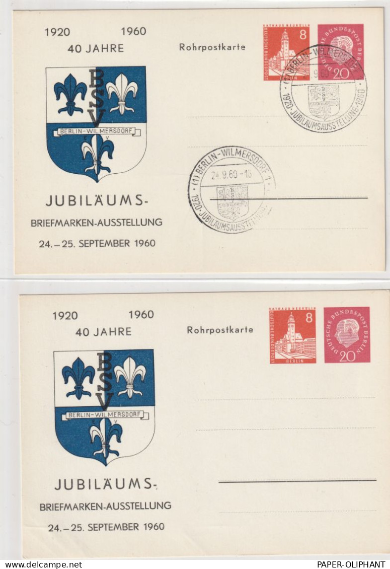 BERLIN - 1960, PP 23 & PP 24, Jubiläums Briefmarken Ausstellung, Jeweils ** & O - Cartoline Private - Usati