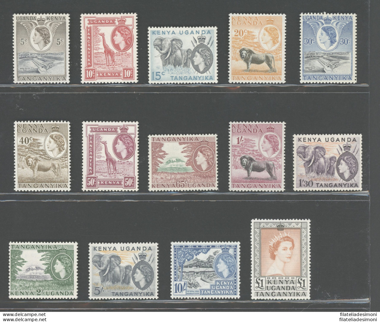 1954-59 Kenya Uganda Tanganyika - Stanley Gibbons N. 167- 80 - Elisabetta II- 16 Valori - Serie Completa - MNH** - Otros & Sin Clasificación