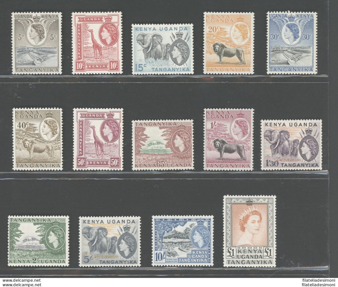 1954-59 Kenya Uganda Tanganyika - Stanley Gibbons N. 167- 80 - Elisabetta II- 16 Valori - Serie Completa - MNH** - Autres & Non Classés