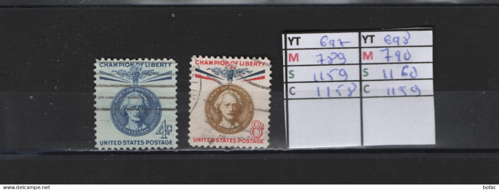 PRIX FIXE Obl   697 698 YT 789 790 MIC 1159 1160 SCO 1158 1159 GIB Ignacy Jan Paderewski 1960 Etats Unis 58A/09 - Used Stamps