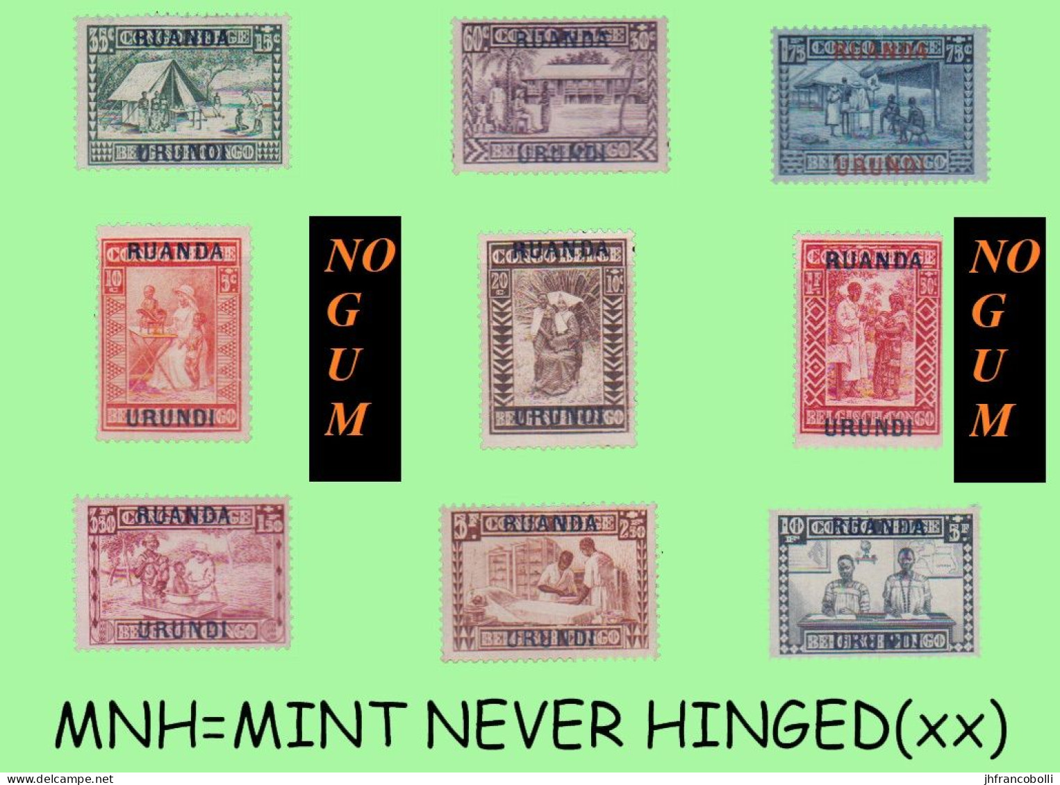 1930 ** RUANDA-URUNDI RU 81/89 FULL MILKDROP SET ( X 9 MNH STAMPS / NO GUM) - Unused Stamps