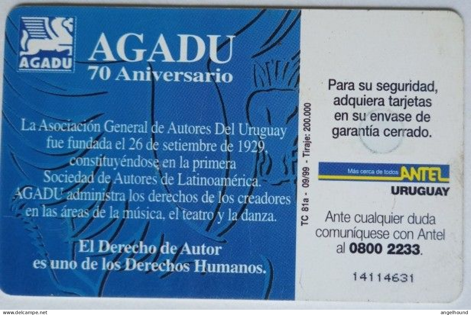 Uruguay $5 Chip Card - AGADU - Uruguay