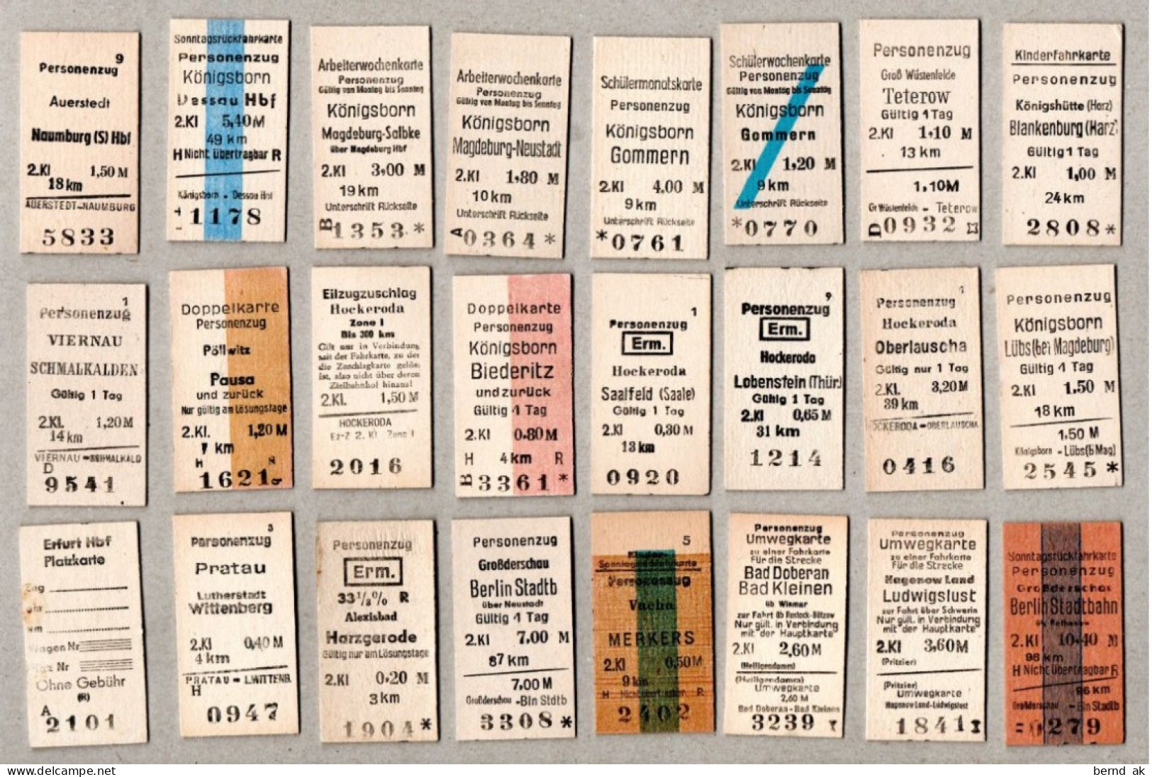 17] BRD (DR Der DDR)  - 24  Pappfahrkarten - Europa