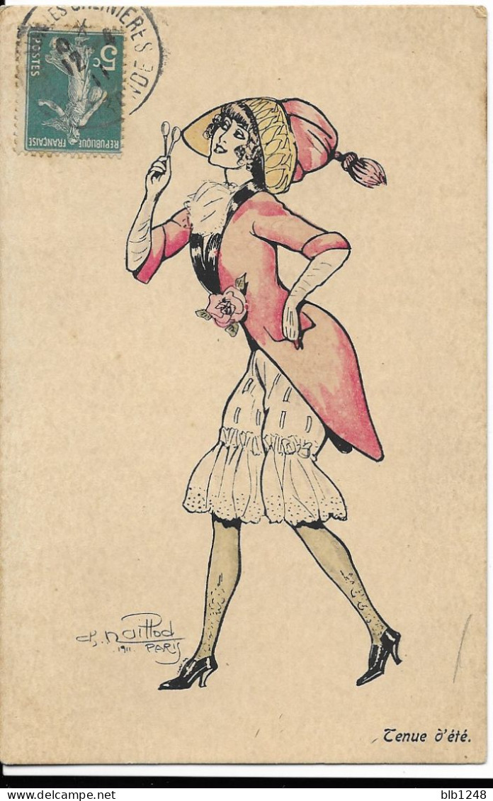 Illustrateur Ch. Naillod Tenue D'Ete Femme En Culotte Et Redingote Mode Dessin - Naillod