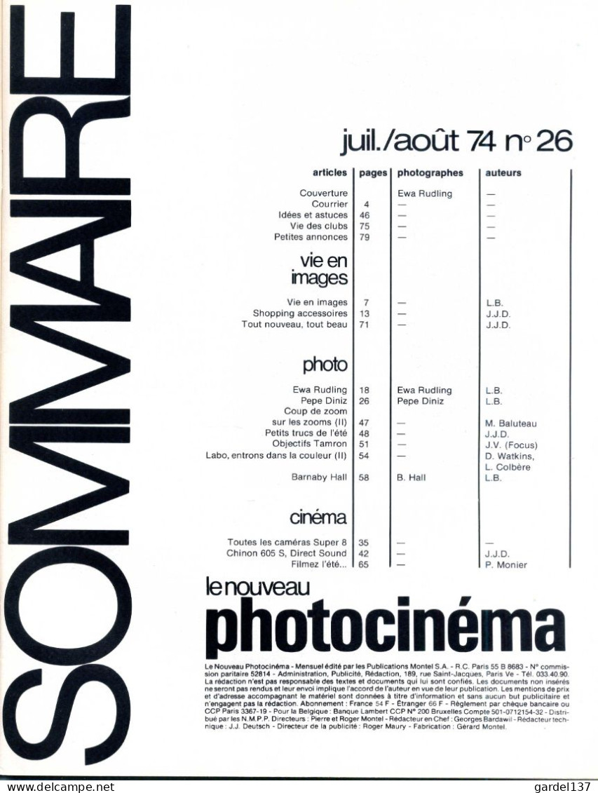 Magazine Le Nouveau Photocinéma N°26 - Cinema