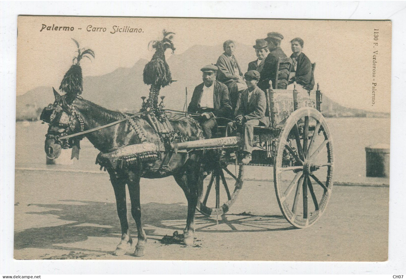 "Lot De 2 Cartes Postales Anciennes Italie Palermo,  Carro Siciliano, Dos Non-divisé - Sammlungen & Sammellose