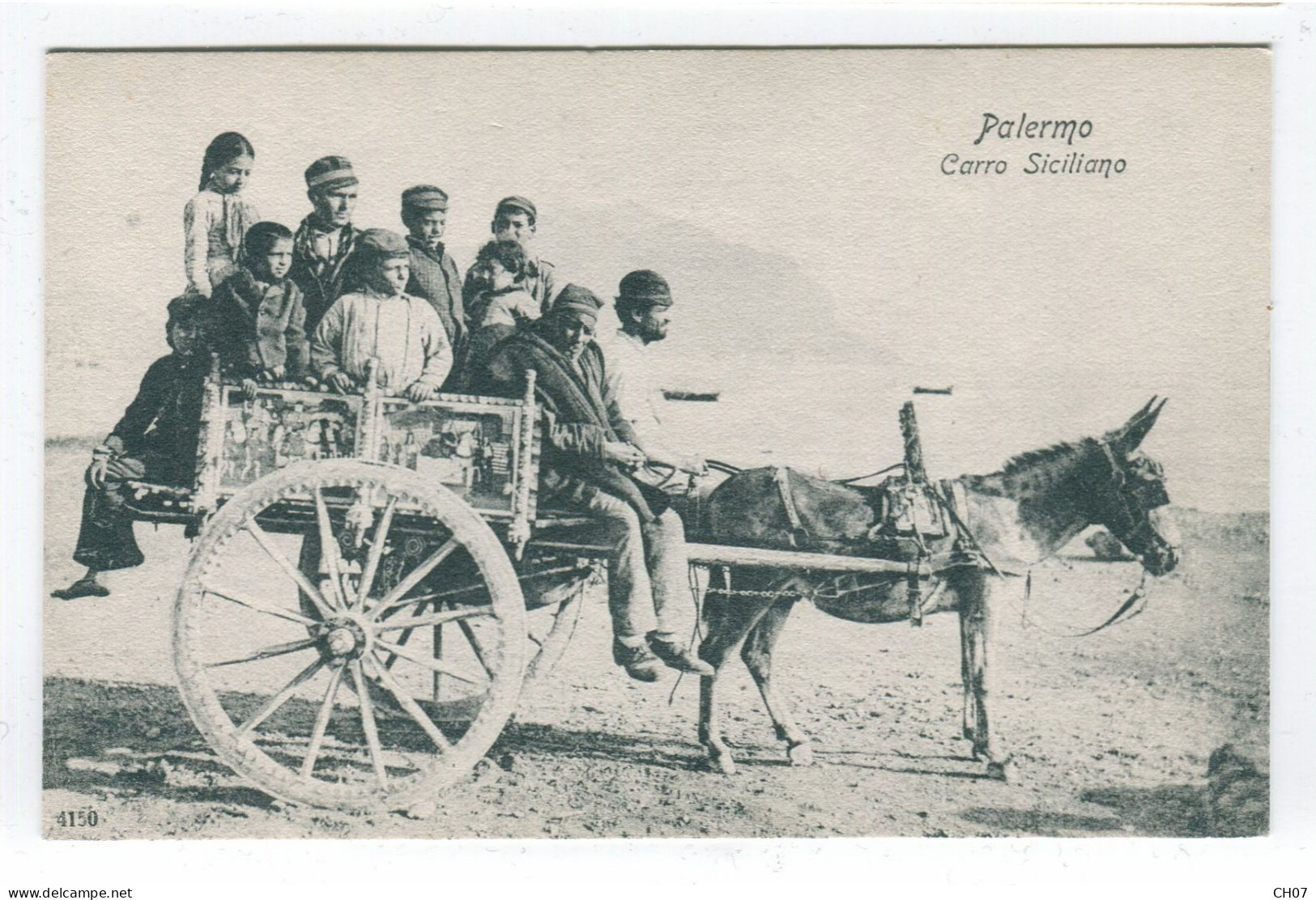 "Lot De 2 Cartes Postales Anciennes Italie Palermo,  Carro Siciliano, Dos Non-divisé - Verzamelingen & Kavels