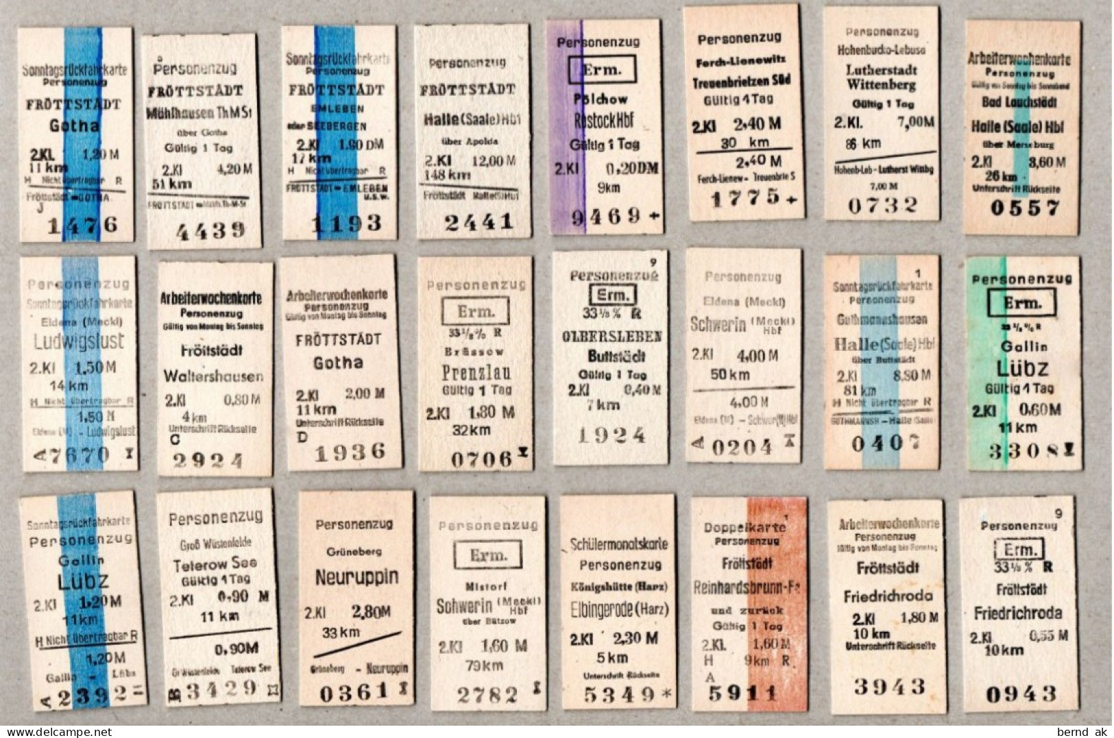 18] BRD (DR Der DDR)  - 24  Pappfahrkarten - Europe