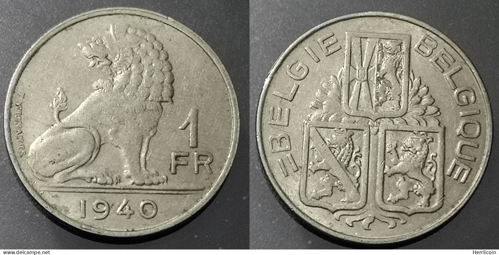 Monnaie 1940 - Belgique - 1 Franc - Léopold III Belgie Belgique - 1 Frank