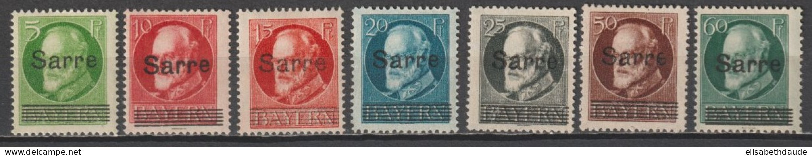 SAAR - 1920 - YVERT N° 18+19A/22+25/26 * MLH - COTE = 28 EUR - Neufs