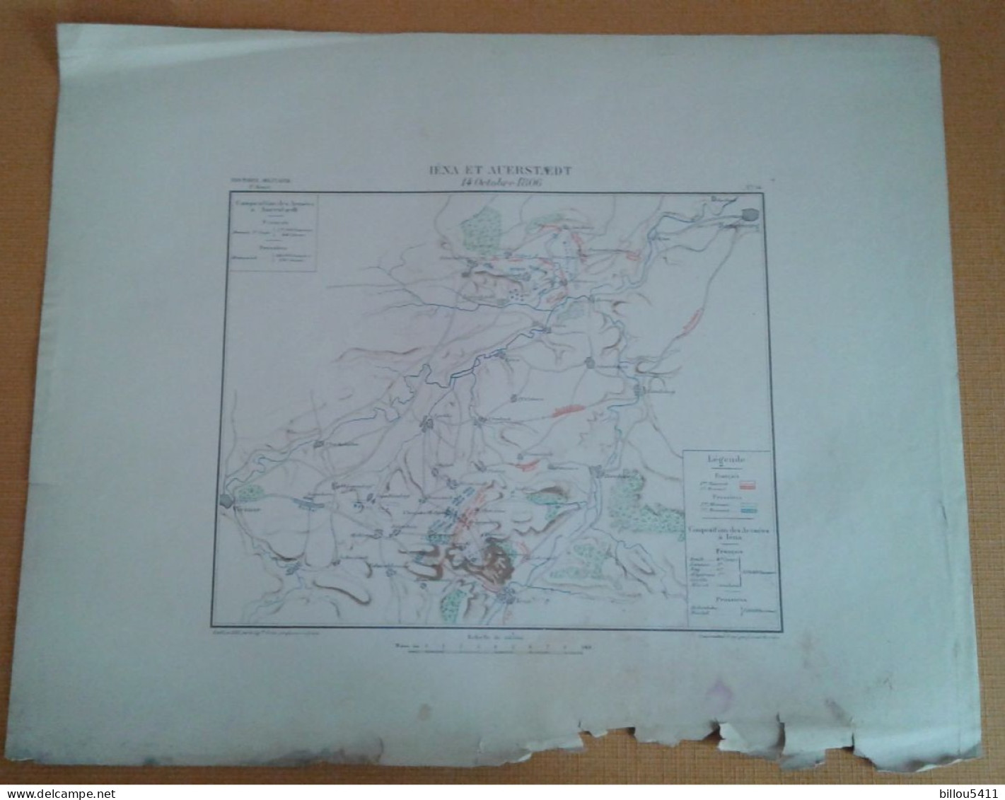 Carte  Histoire Militaire à Iéna Et Auerstaedt En 1806 " Armées Fraiçaise Et Prussienne  Ech :1/100.000 - Cartes Topographiques